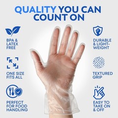 600 Pack Disposable Food Service Gloves, BPA & Latex-free Hdpe, Clear