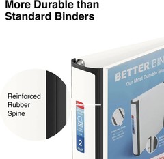 7 Pack ~Staples Better 2-Inch 3-Ring Binder, White – Heavy-Duty. Rubber corner