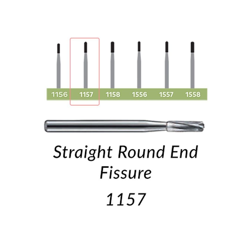 House Brand FG #1157 Straight Round End Fissure Carbide Bur, pack of 10