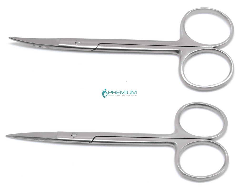 Iris Scissors Straight and Curved 4.5″ Surgical Dental Veterinary Tools Set of 2