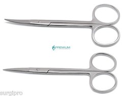 Iris Scissors Straight and Curved 4.5″ Surgical Dental Veterinary Tools Set of 2