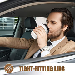 100 Sets 12Oz Leak-Proof Paper Coffee Cups With Lids & Sleeves, Portable Cups