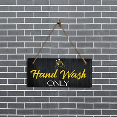 Hand Wash Only 5×10 Hanging Plus Wall or Door Sign | Restrooms Décor