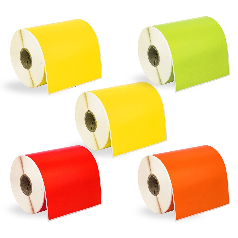 ZEBRA 4×6 COLOR COMBO Labels 1″ Core 5 Rolls:2 YELLOW 1 ea GREEN RED ORANGE