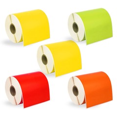 ZEBRA 4×6 COLOR COMBO Labels 1″ Core 5 Rolls:2 YELLOW 1 ea GREEN RED ORANGE