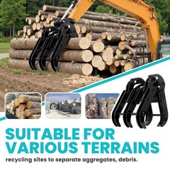 90mm/3.54in Mini Excavator Grabber Attachment Excavator Accessories Grab 1-2 Ton