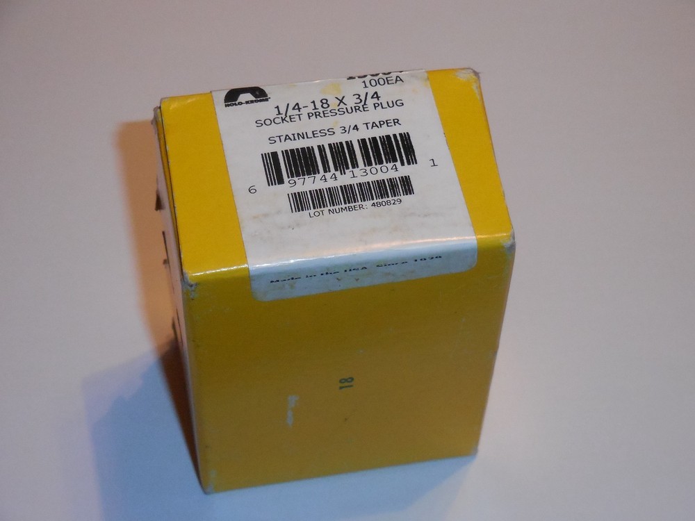 HOLO-KROME 13004 SOCKET PRESSURE PLUG 1/4-18 x 3/4 STAINLESS 3/4 TAPER (100 EA)