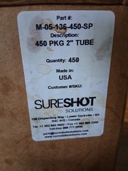 Sure Shot Dairy Dispenser Tubes 450 Count 2 Inch M-05-136-450-SP