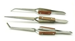 Fiber Grip Cross Lock Tweezers Self Closing 6″ Set – Curved + 90° + Straight Tip