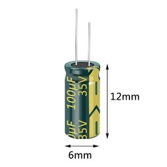 20pcs 35V 100UF Capacitor 6X12MM(0.24×0.47in) High Frequency Aluminum