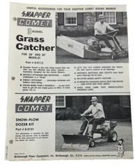 Snapper Comet Riding Mower Grass Catcher / Snow Plow Dozer Kit Ad Page