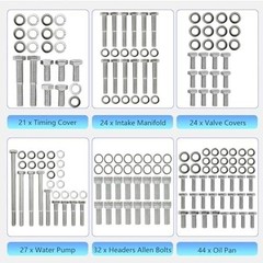 Stainless Steel Hex Bolt Kit for Ford 260 289 302 Engines – 228 Pcs Nuts & Bolts