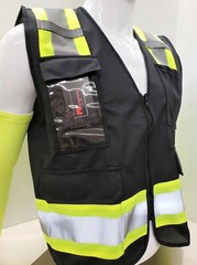 FX Two Tone Black Safety Vest with 4 Front Pocket Small to 2XL