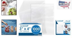 Heavy-Duty 3″ x 4″ Clear Zip Bags – 1000 Pack, Water-Resistant Storage Solutions