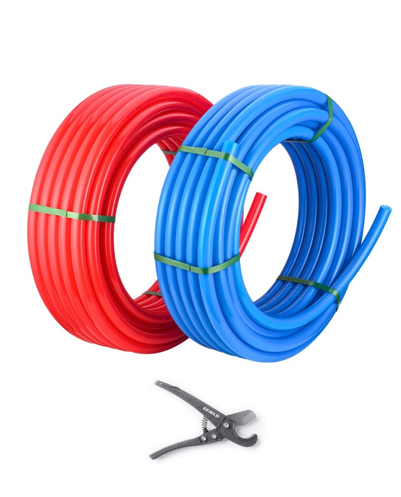 EFIELD 2 Rolls 1/2″ Pex-A Pipe 2X 50ft (100ft) Red & Blue W/H Pipe Cutter