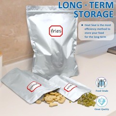 50/100 Mylar Stand-Up Food Storage Bags Resealable 9mil w/300cc Oxygen Absorbers
