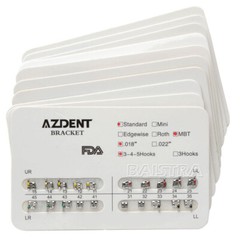 10 Packs AZ Dental Orthodontic Brackets Standard Braces MBT .018 Hooks 3-4-5