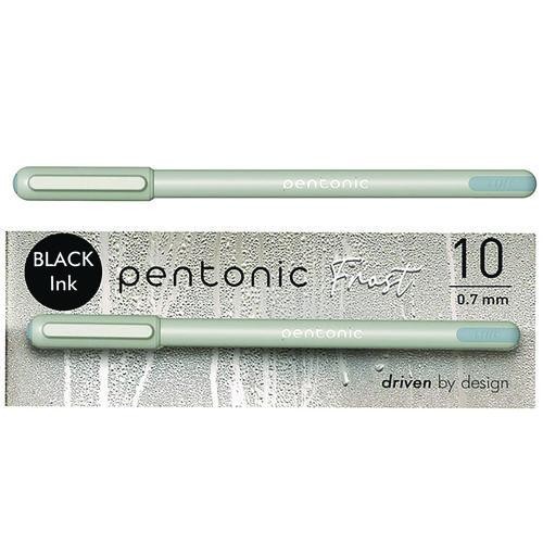TOPS PENTONIC Gel Pen, Stick, Fine 0.7 mm, Black Ink, Pale Gray Barrel, 10/Pack
