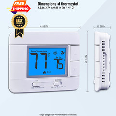 Upgraded Digital Non-Programmable Thermostat for Home 1 Heat/1 Cool Blue