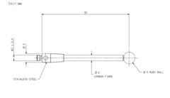 CMM Touch Probe 4mm Ruby Ball M2 Thread L30mm Carbon Fiber Stem for A-5003-4241