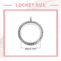 Living Floating Memory Locket 22mm Stainless Steel Round Glass Locket Silver