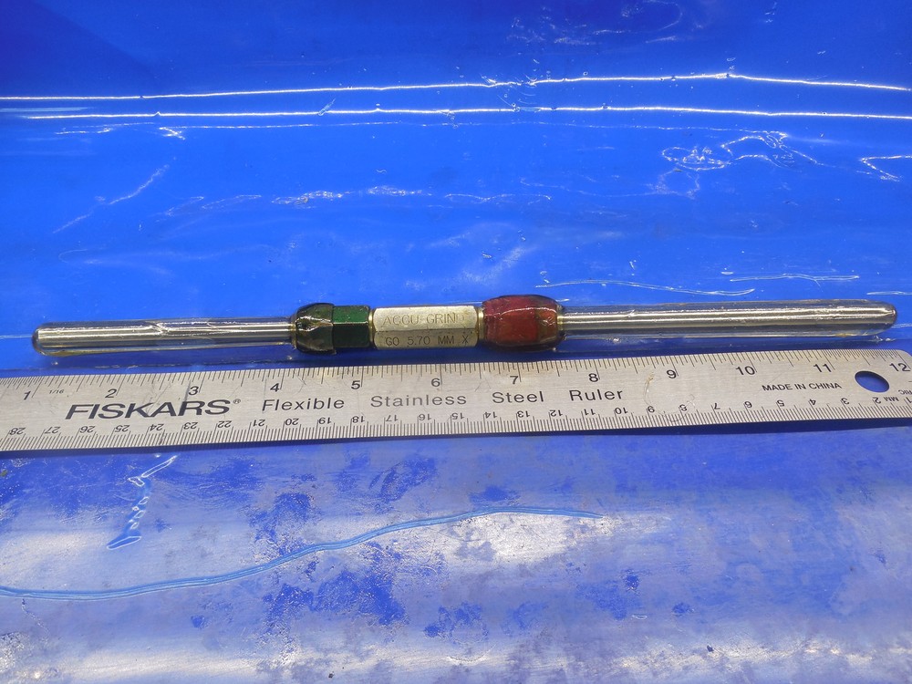 5.700 & 6.050 MM CLASS X SMOOTH PIN PLUG GAGE GO NO GO 6 6.0 MM .2500 -.0118