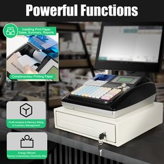 Square POS Terminal Cash Register Complete W/ Printer, And Cash Drawer, 48 Keys