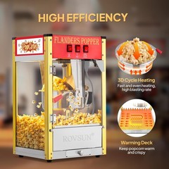 ROVSUN Commercial Popcorn Popper Machine 8oz Countertop Maker 850W 32 Cups Red