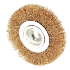 Robtec 3 in. x 1/2 in. Arbor Crimped Brass Coated Steel Wire Wheel Brush
