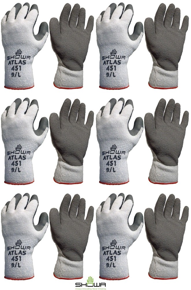 Showa 451 Therma Insulated Cold Weather Palm Coated Winter Work Gloves S-XL 6 PR