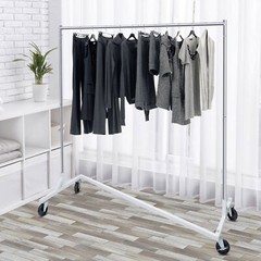 Heavy Duty Steel Clothes Rack Rolling Garment Z Clothing Rack W/Lockable Casters