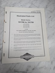 BRIGGS STRATTON 191700 TO 191799 ILLUSTRATED PARTS LIST MANUAL CATALOG BOOK 1983