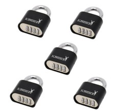 LOT OF 5 Resettable Kingsley Combo Lock (Combination Padlock) Hardened Steel