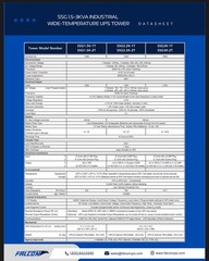 Falcon SSG1.5K UNINTERRUPTIBLE POWER SUPPLY 1050W/1500VA Environment -20 to 55ºC