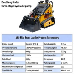 Mini Skid Steer 24HP 3-Stage Hydraulic Pump 4-in-1 Bucket Loader 2026 Free Ship