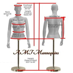 5ft 5″ Female mannequin torso+ base, Adjustable hgt, Removable head, arms, hands