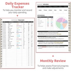 Budget Planner – Monthly Book with 9.9 x 6.9 x 0.5 inches, A.Pink