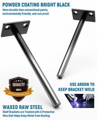 LEOPO 12-Pack 6 inch Floating Shelf Brackets, Hidden 6 Inch, Black