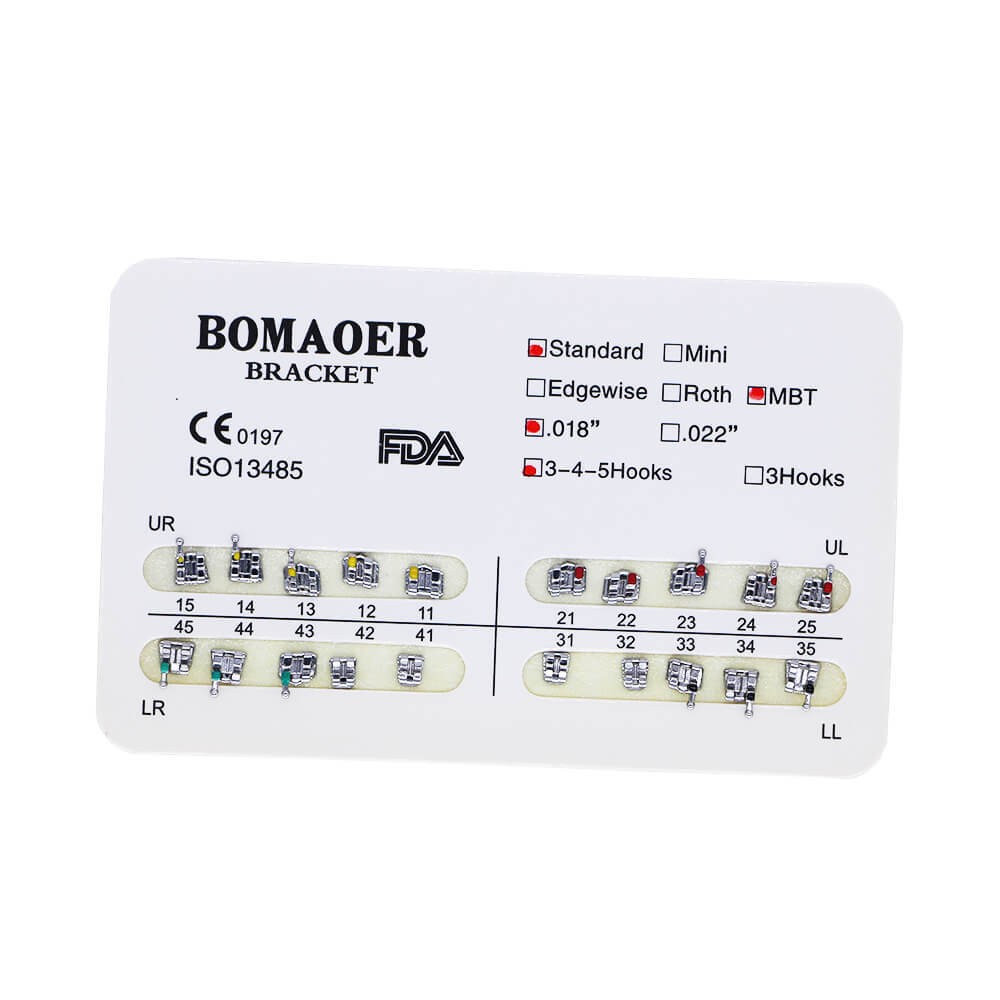 1×Dental Orthodontic Metal Bracket Brace Standard MBT 018 345 Hook 20PCS/Kit