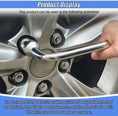 19mm Car Spare Tire Lug Wrench, L-Type Heavy Duty Steel Tire Replacement Tool wi