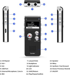 Grabadora de voz digital de 16 GB con reproducción para conferencias