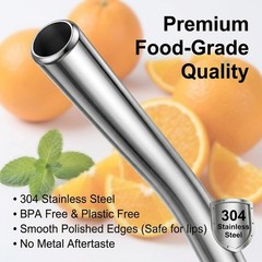 10 Pcs Short Metal Straws, 5 Straw Length: 5.9 inches / 15 cm, Silver