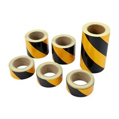 6Pcs Multi Width Black Yellow Safety Warning Tape Waterproof Adhesive Mark Tape
