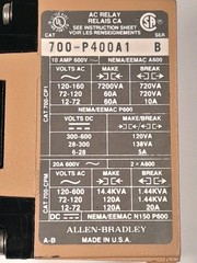 Allen Bradley 700-P400A1 AC 12 Pole Relay 10A 600V Type P