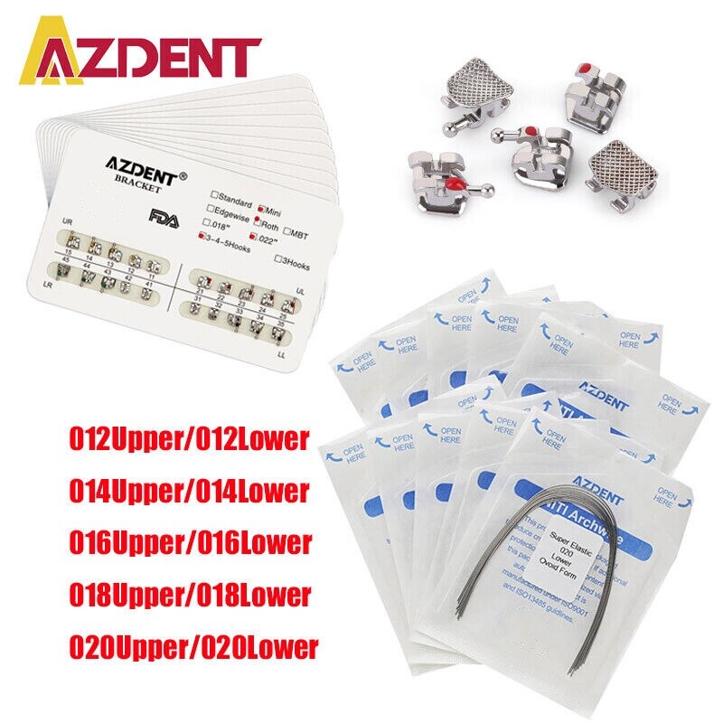 AZDENT Dental Orthodontic Bracket Brace Roth/ Super Elastic Niti Arch Wire Round