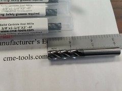 6pcs 3/8″x1-1/4×3 long length Carbide End Mills Tialn Coated 4 Flt S/E –new