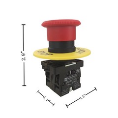 22mm 2 NC Red Mushroom Emergency Stop Push Button 2Pcs, Red+Black-2NC-2PCS