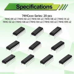 40 Pcs 20 Types 74HC and 74LS Series Low Power Logic IC Assortment Kit DIP TTL C