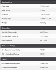 2PACK TIMKEN 6203-2RS 17X40X12MM Double Rubber Sealed Bearings Same Day Shipping