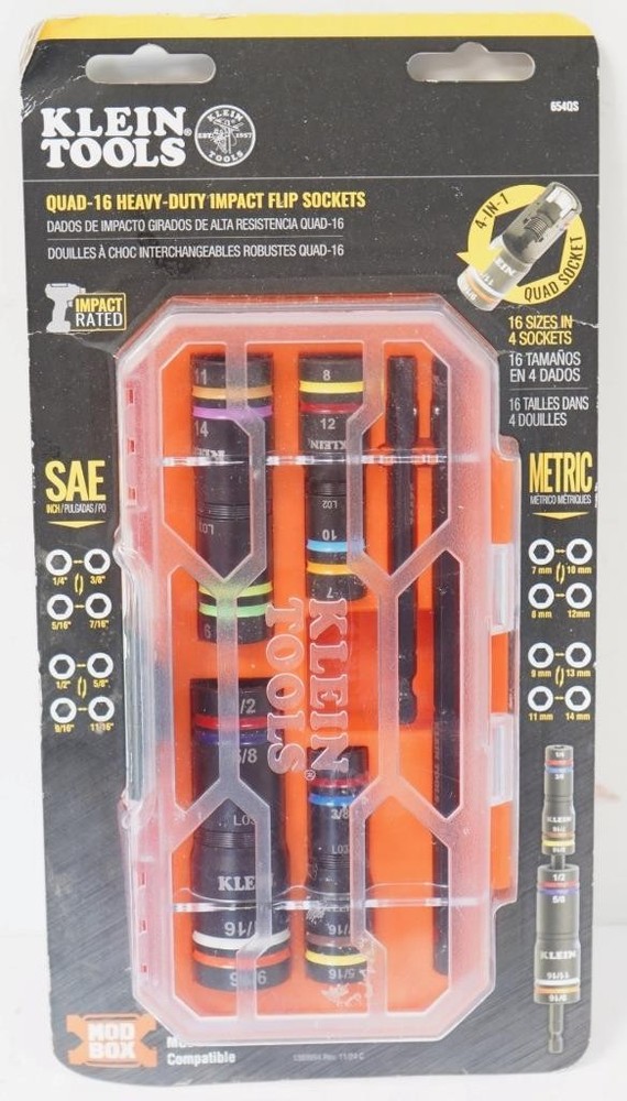 Klein Tools Knect 654QS Quad-16 Heavy Duty SAE/Metric 6pc Impact Flip Sockets